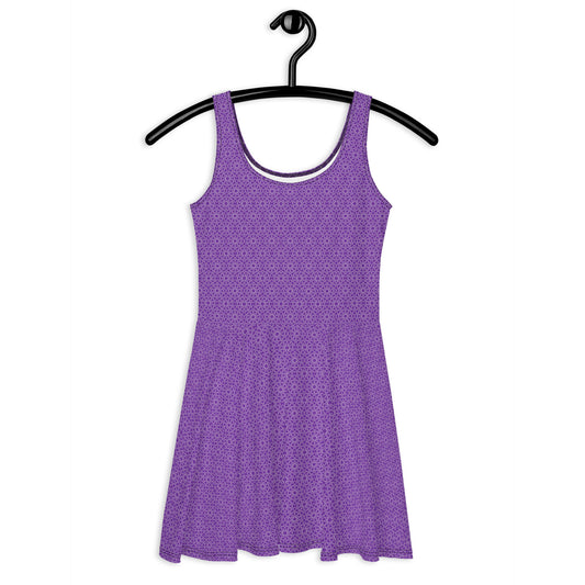 purple geometric skater dress
