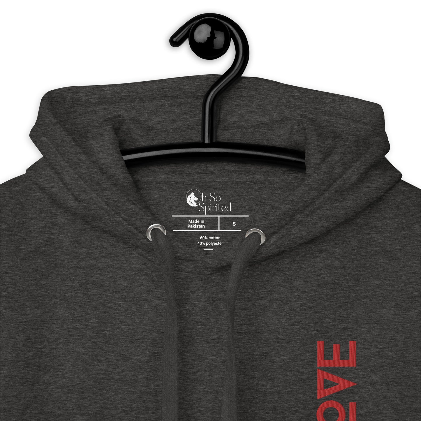 love embroidered unisex hoodie