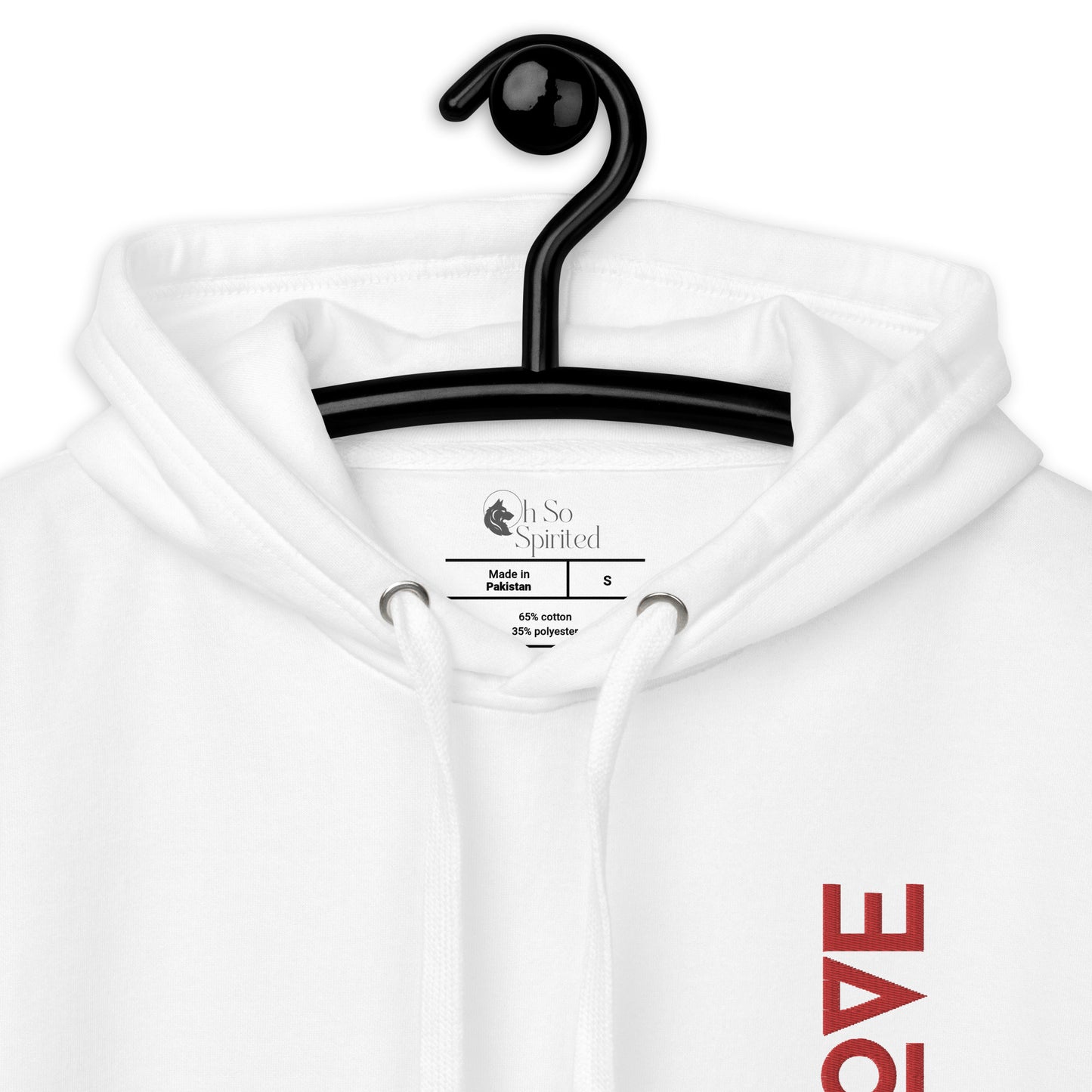 love embroidered unisex hoodie